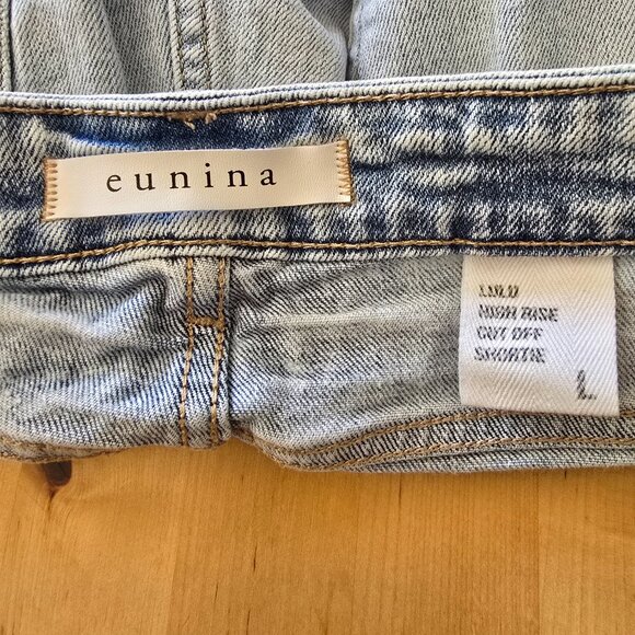 Eunina Jean Shorts High Rise Cut Off Shortie Ladies Sz Large distressed - Picture 2 of 7